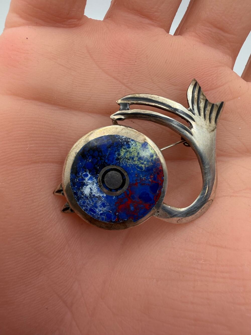Sterling Silver Fish Brooch 1in peru 925
